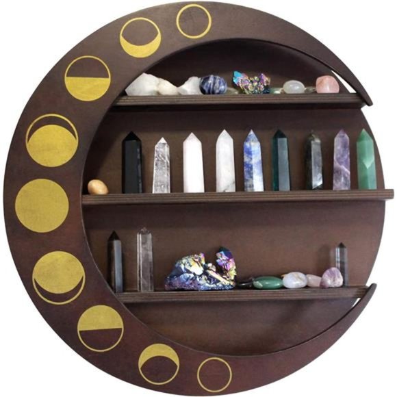 Crescent Moon Shelf -Moon Wall Decor,Crystal Display Shelf,Hanging Shelf Display